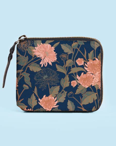Women Wallet | Chrysanthemum Floral - Blue